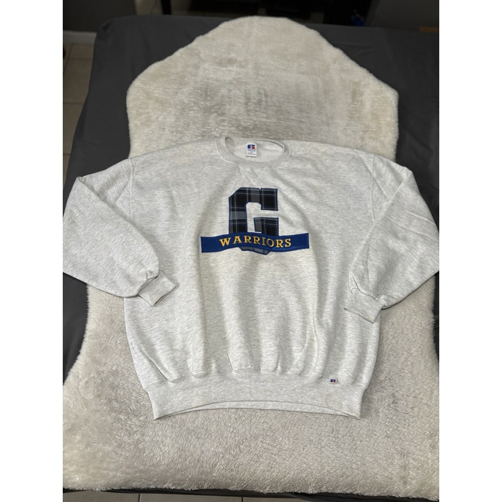 Vintage Russell G‎ Warriors Gray Sweatshirt Size XXL Sweater Stained USA Made